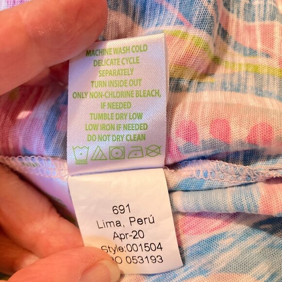 Lilly Pulitzer V-Neck Cotton Sleeveless Tank Top, XXS,‎ Pastel Tropical ALTERED - Picture 9 of 10